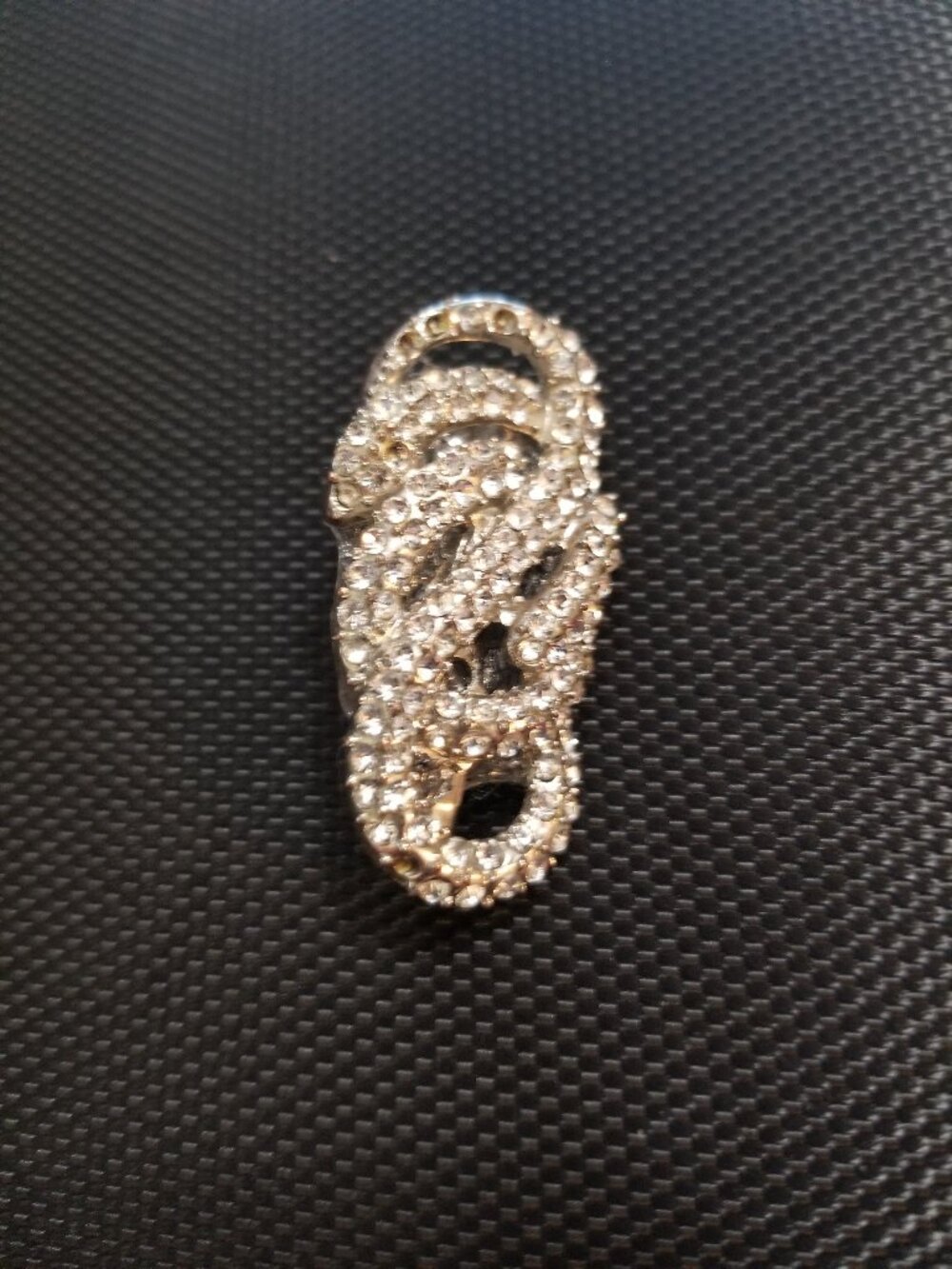 Vintage Rhinestone Snake Brooch with Seven Stones Missing